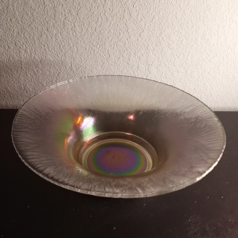 VTG Fenton Iridiscent 10" Stretch Glass Pedestal Bowl.